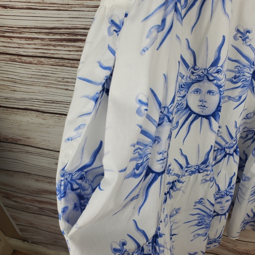 Amanda Uprichard Womens Small White/Blue Soleil Sun Print Connolly Mini Dress - Picture 11 of 11